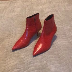 Zara booties in red leather size 38 (7.5)